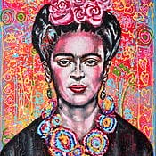 Pop Art Acrylmalerei "Frida Kahlo" (2021) von M. Nierobisz