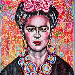 Pop Art Acrylmalerei "Frida Kahlo" (2021) von M. Nierobisz