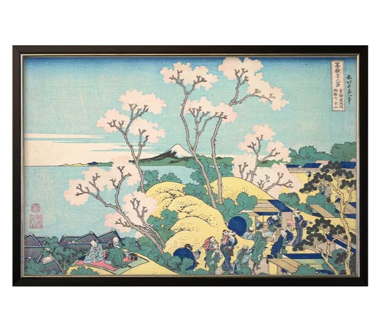 Ukiyo-e Malerei "Der Fuji von Gotenyama in Shinangawa ..." von Katsushika Hokusai, limitierte Reproduktion auf Bütten