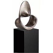 Kunstguss-Skulptur "Spirale" auf Deko-Säule, abstraktes Designobjekt