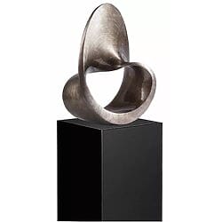 Kunstguss-Skulptur "Spirale" auf Deko-Säule, abstraktes Designobjekt