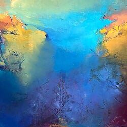 Large -format oil painting &quot;A Beautiful World&quot; (2021) by Dini Christoforou