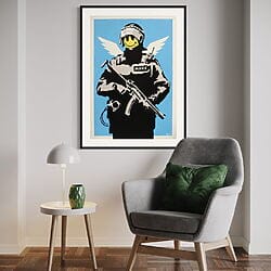 Street Art &quot;Flying Copper&quot; (2003), from Banksy, limited screen printing