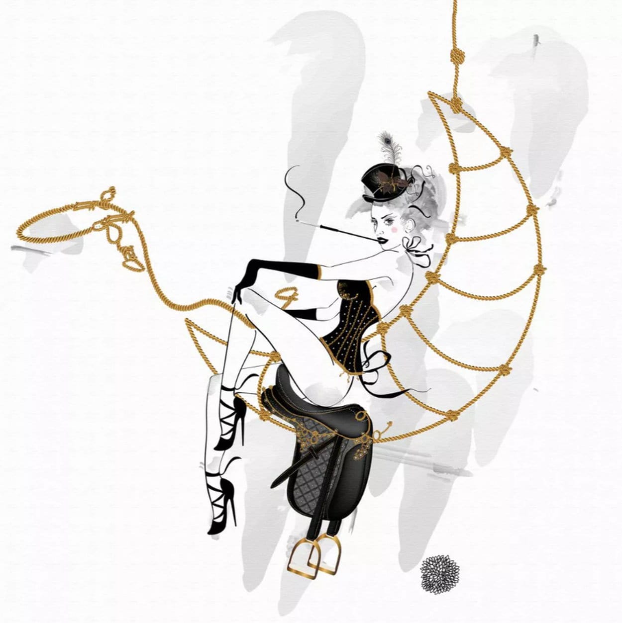 &quot;Dancer Burlesque Show&quot; (2018) by Artemisia, ink drawing in Art Deco style