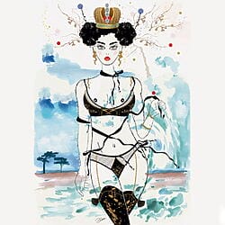 Erotische Tuschezeichnung „The Lover as Aphrodite“ (2023) von Artemisia