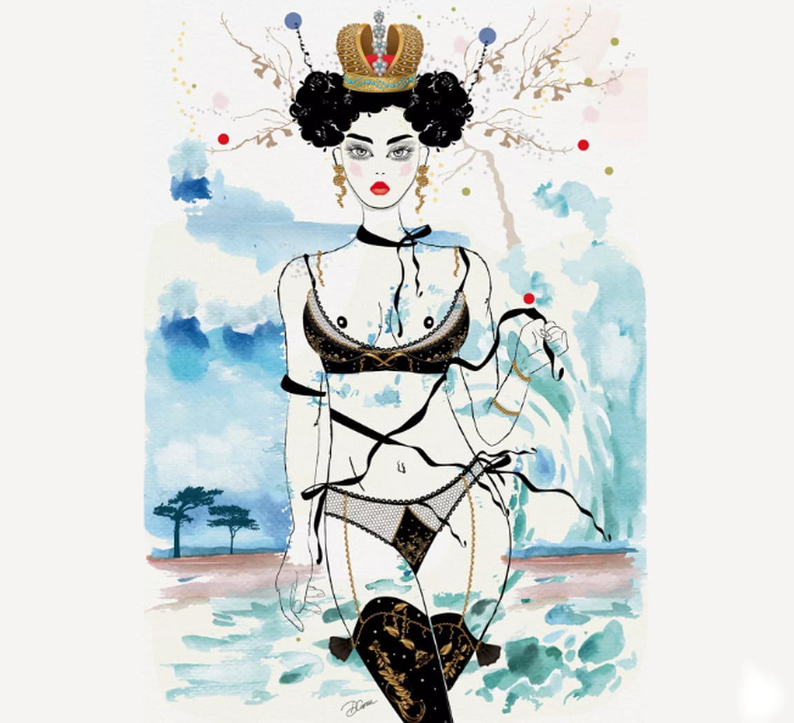 Erotic ink drawing &quot;The Lover As Aphrodite&quot; (2023) by Artemisia