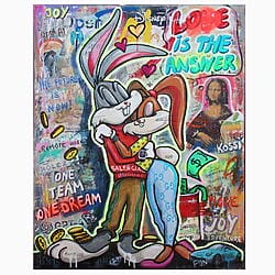 Street-Art Gemälde "Love is the Answer - Bugs and Lola" (2024) von Kristin Kossi
