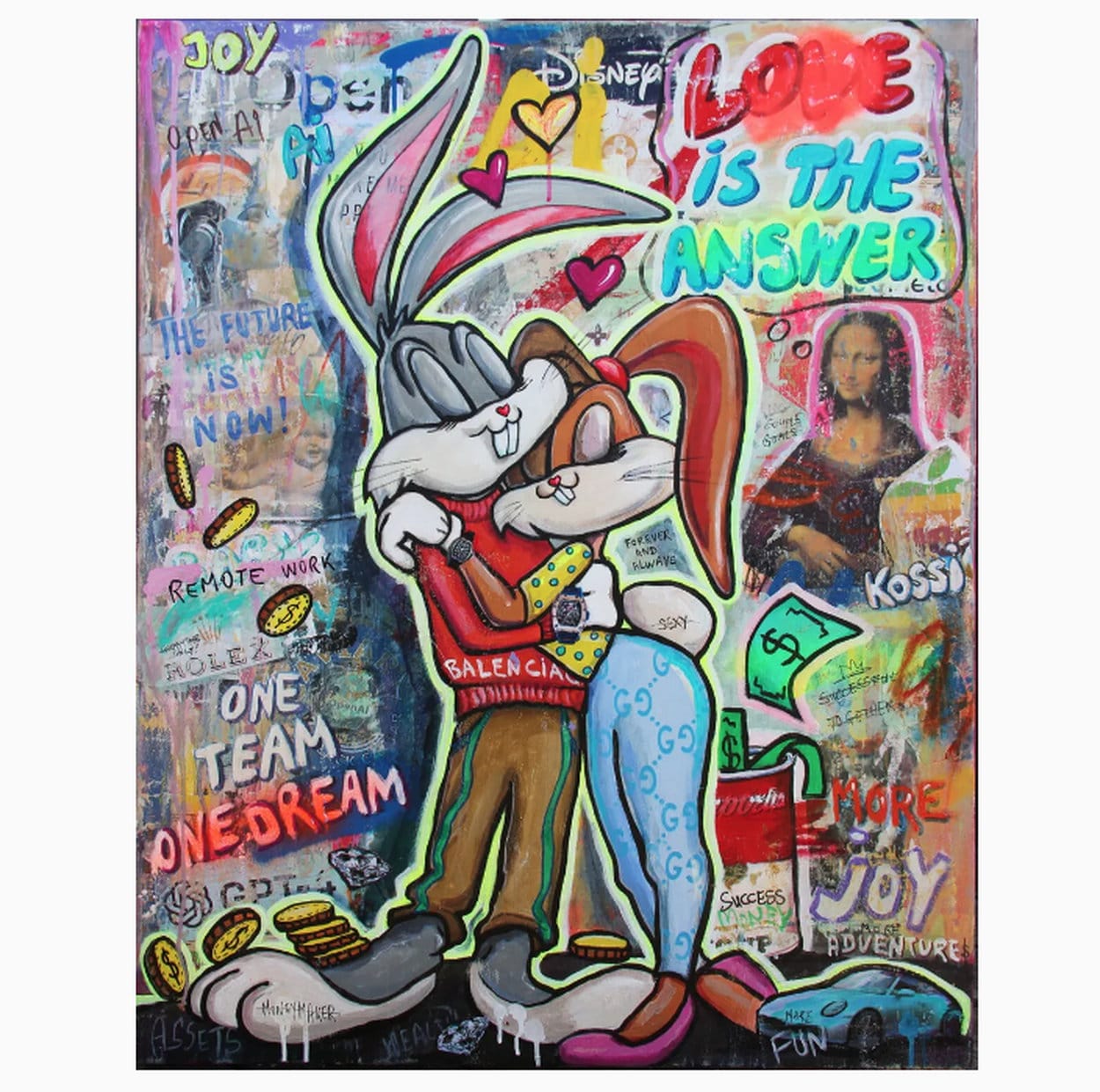 Street art painting &quot;Love is the Answer - Bugs and Lola&quot; (2024) by Kristin Kossi