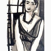 Tuschezeichnung "AS She Looks at Him" (2017) von Silvana Soriano