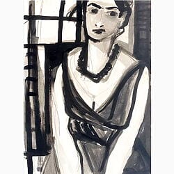 Tuschezeichnung "AS She Looks at Him" (2017) von Silvana Soriano
