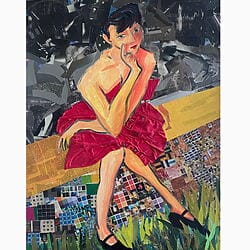 Collage "Em Cima Do Muro" (2017) von Silvana Soriano, Öl auf Leinwand