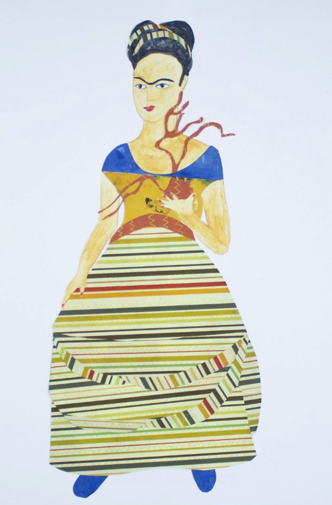 Collage "Open your Heart" (2019) von Silvana Soriano, Hommage an Frida Kahlo