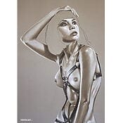 Erotische Pastellmalerei "Femme au harnais" (2018) von Pappay