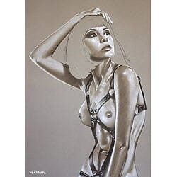 Erotische Pastellmalerei "Femme au harnais" (2018) von Pappay