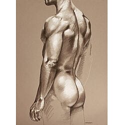 Erotische Pastellmalerei "Homme aux fesses musclées" (2023) von Pappay