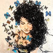 Mixed-Media Gemälde "Let Your Hair Down" (2023) von Lara Venema, Pop Art