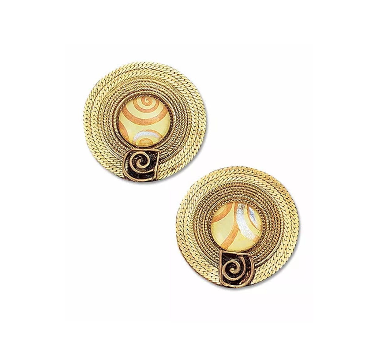 Golden ear clips &quot;The fulfillment&quot; by Petra Waszak, handmade from Muranoglas