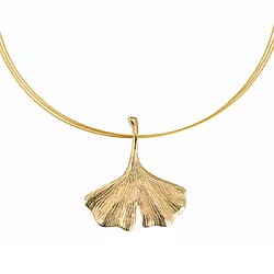 Handgefertigtes Collier "Ginkgo" von Petra Waszak, 925er-Sterlingsilber + Edelstahl
