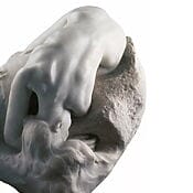 Skulptur "La Danaide" (1889/90) von Auguste Rodin, handgefertigtes Replikat in Kunstmarmor