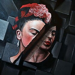 Ölmalerei "Frida Kahlo's Enigma" (2022) von Andrew King