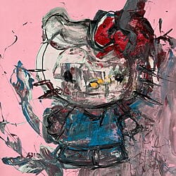 Acrylmalerei "Abstract Expressionism - Hello Kitty" (2024) von Carlos Pun