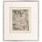 Dessin nu "Après le bain" (1920) de Max Pechstein, technique mixte sur papier Bütten Dessin nu "Après le bain" (1920) de Max Pechstein, technique mixte sur papier Bütten