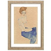 Dibujo de desnudo «Niña sentada con el torso desnudo y falda azul» (1911) de Egon Schiele, reproducción limitada Dibujo de desnudo «Niña sentada con el torso desnudo y falda azul» (1911) de Egon Schiele, reproducción limitada
