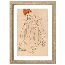 Portrait drawing "Die Tänzerin" (1913) by Egon Schiele, limited reproduction
