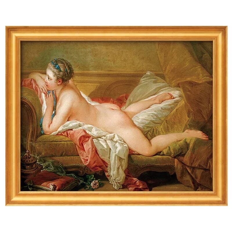 Erotische Kunst - Sinnliche Aktmalerei und ästhetische Skulpturen Kunstwerke 20. jahrhundert Rokoko Aktgemälde "Ruhendes Mädchen" (1752) von Francois Boucher, limitierte Reproduktion