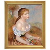 Impressionistisches Portrait "Mädchen mit Margeriten" (1889) von Auguste Renoir, limitierte Reproduktion Impressionistisches Portrait "Mädchen mit Margeriten" (1889) von Auguste Renoir, limitierte Reproduktion