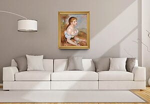 Impressionistisches Portrait "Mädchen mit Margeriten" (1889) von Auguste Renoir, limitierte Reproduktion