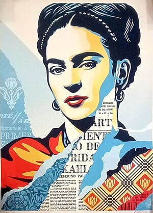 Street-Art Portrait "The women who defeated pain (Frida Kahlo)" von Shepard Fairey, limitierte Edition