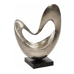 Abstrakte Skulptur "Swift" (silberfarbene Version), Designobjekt auf schwarzem Sockel