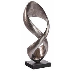 Abstrakte Skulptur "Infinity" (silberfarbene Version), Designobjekt auf schwarzem Sockel