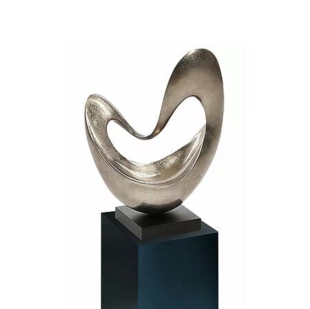 Abstrakte Skulptur "Swift" (silberfarbene Version) und Deko-Säule im Set Miniaturansicht für das Anzeigenbild