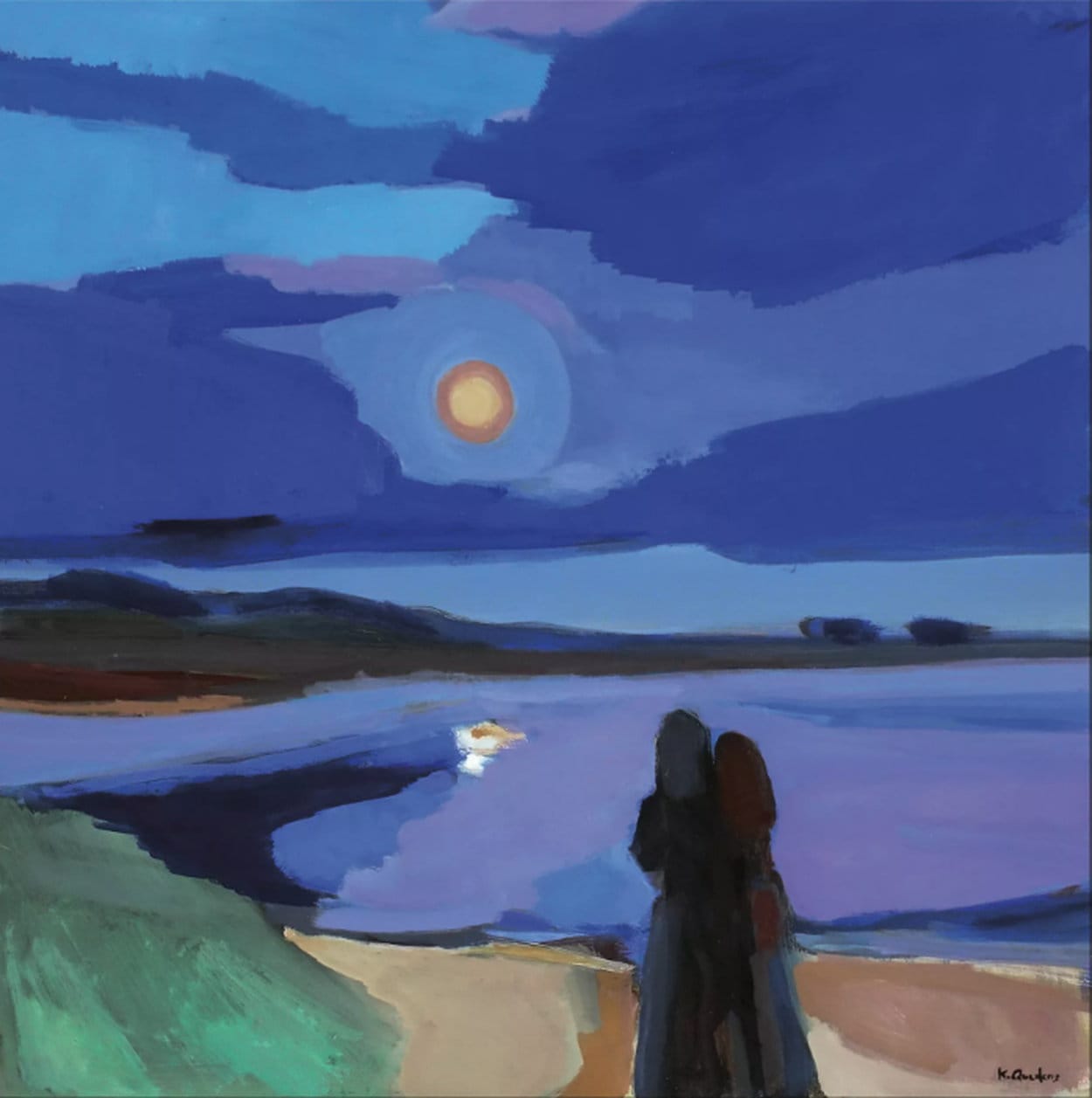 Landscape painting &quot;Bi a Muun (with a moon)&quot; (2024) by Kai Quedens