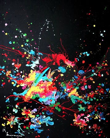 Abstraktes Acrylgemälde „Night sky“ (2020) von Kspersee