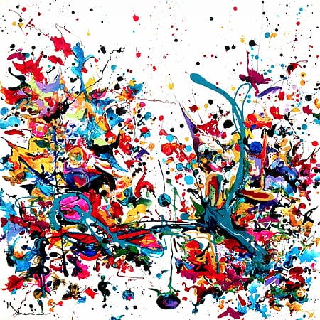 Abstraktes Acrylgemälde „Vibration des couleurs“ (2021) von Kspersee