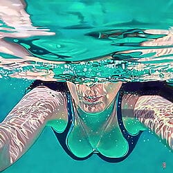 Fotorealistische Acrylmalerei "Underwater Love" von Brigitte Yoshiko Pruchnow