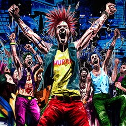 Peinture acrylique semi-numérique "Hourra!" (2023) de Holger Mühlbauer-Gardemin