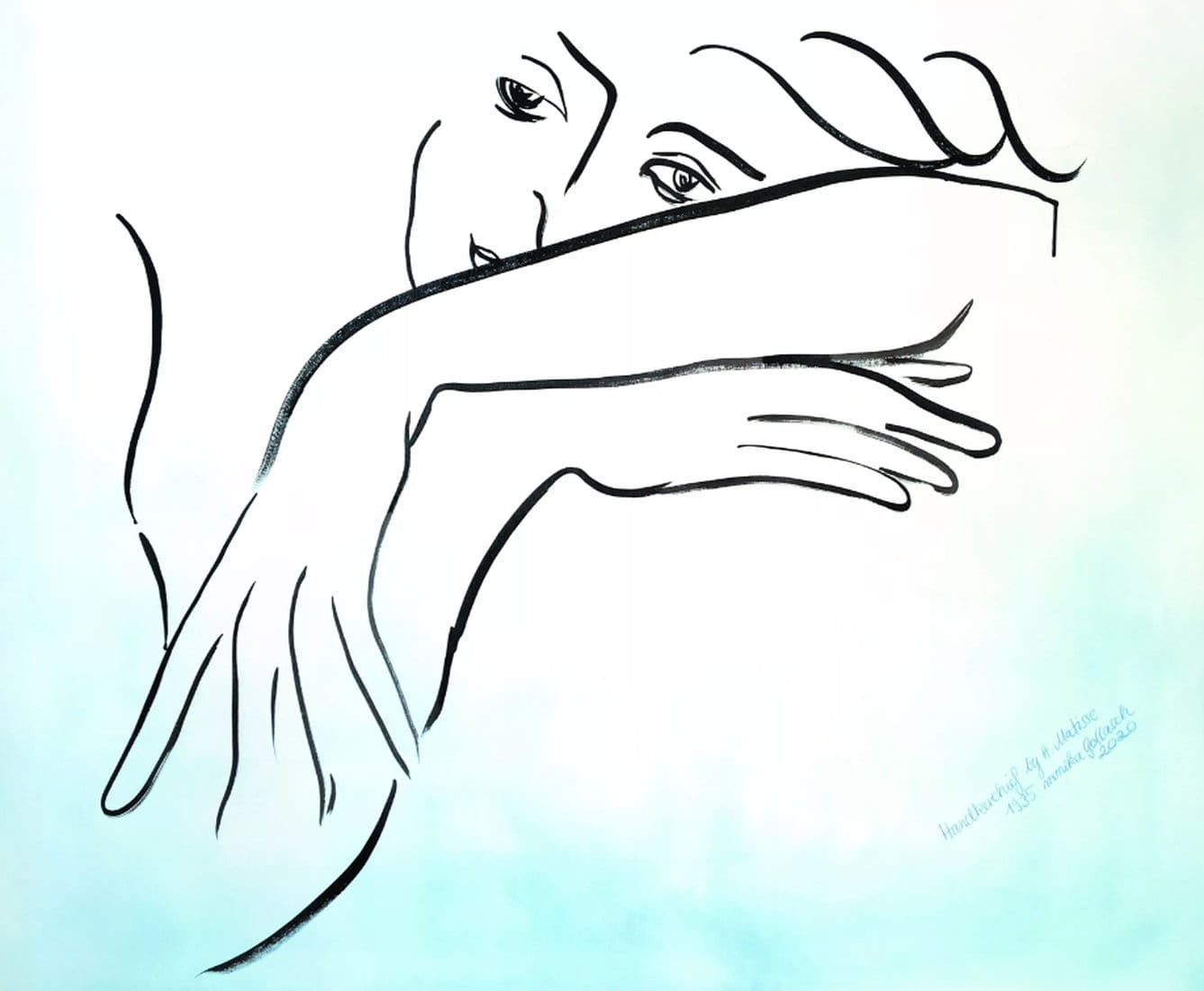 One-line drawing &quot;Love H. Matisse&quot; (2020) by Monika Gollasch