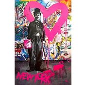 "Charlie Chaplin, Madonna, New York Love"- Street Art von Mr. Brainwash