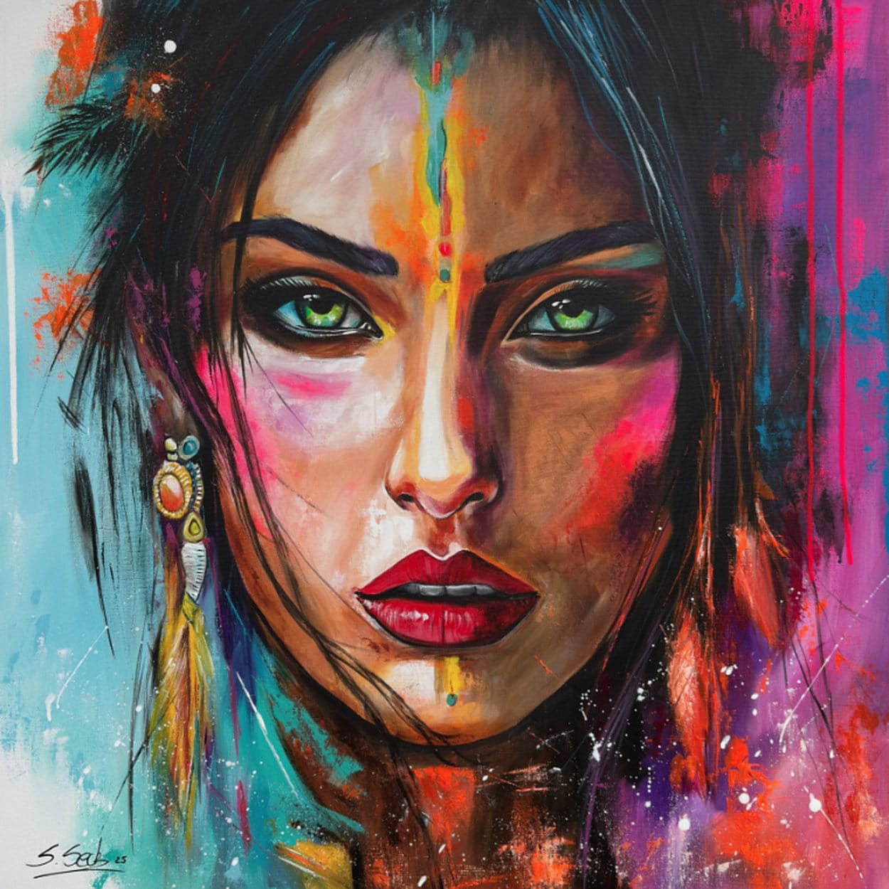 Acrylic painting &quot;Surya&quot; (2025) by Sabrina Seck