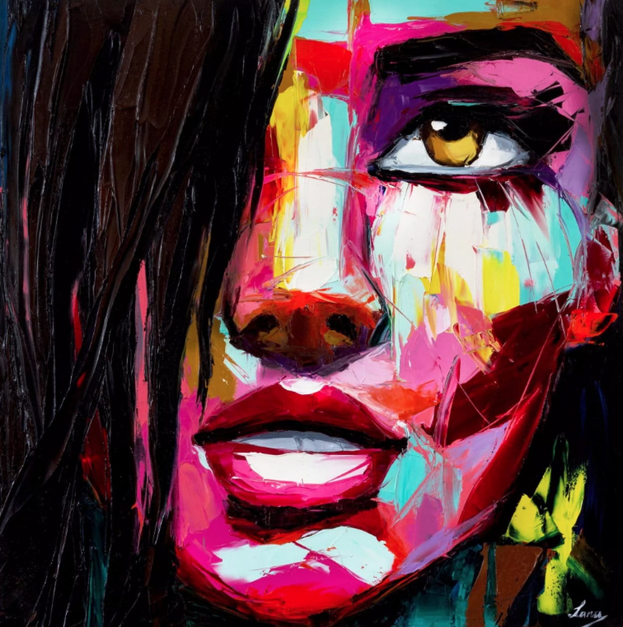 Expressive portrait &quot;solve the puzzle&quot; (2021) by Lana Frey, oil on canvas