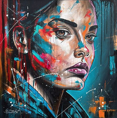 Acrylportrait "Janine" (2025) von Sabrina Seck
