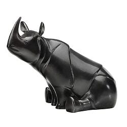 Tierskulptur "Nashorn" von Evert den Hartog, schwarze Bronze