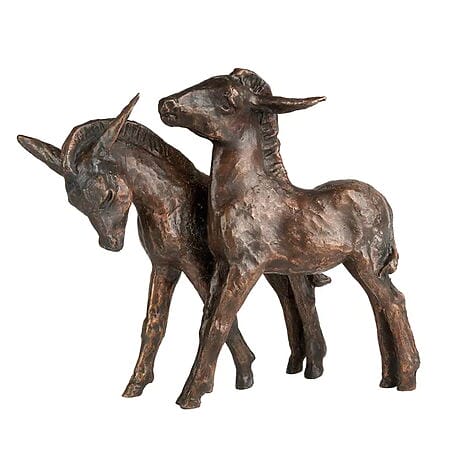 Escultura animal "Pareja de burros" de Kurt Arentz, reducida a bronce Miniatura de la imagen para mostrar