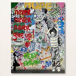 „Never, Never Give Up!“ (2024) - Mixed Media Street Art von Mr. Brainwash