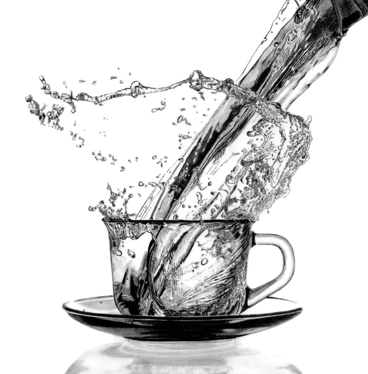 Hyperrealistic drawing &quot;X-Ray Splash&quot; (2022) by Paul Stowe