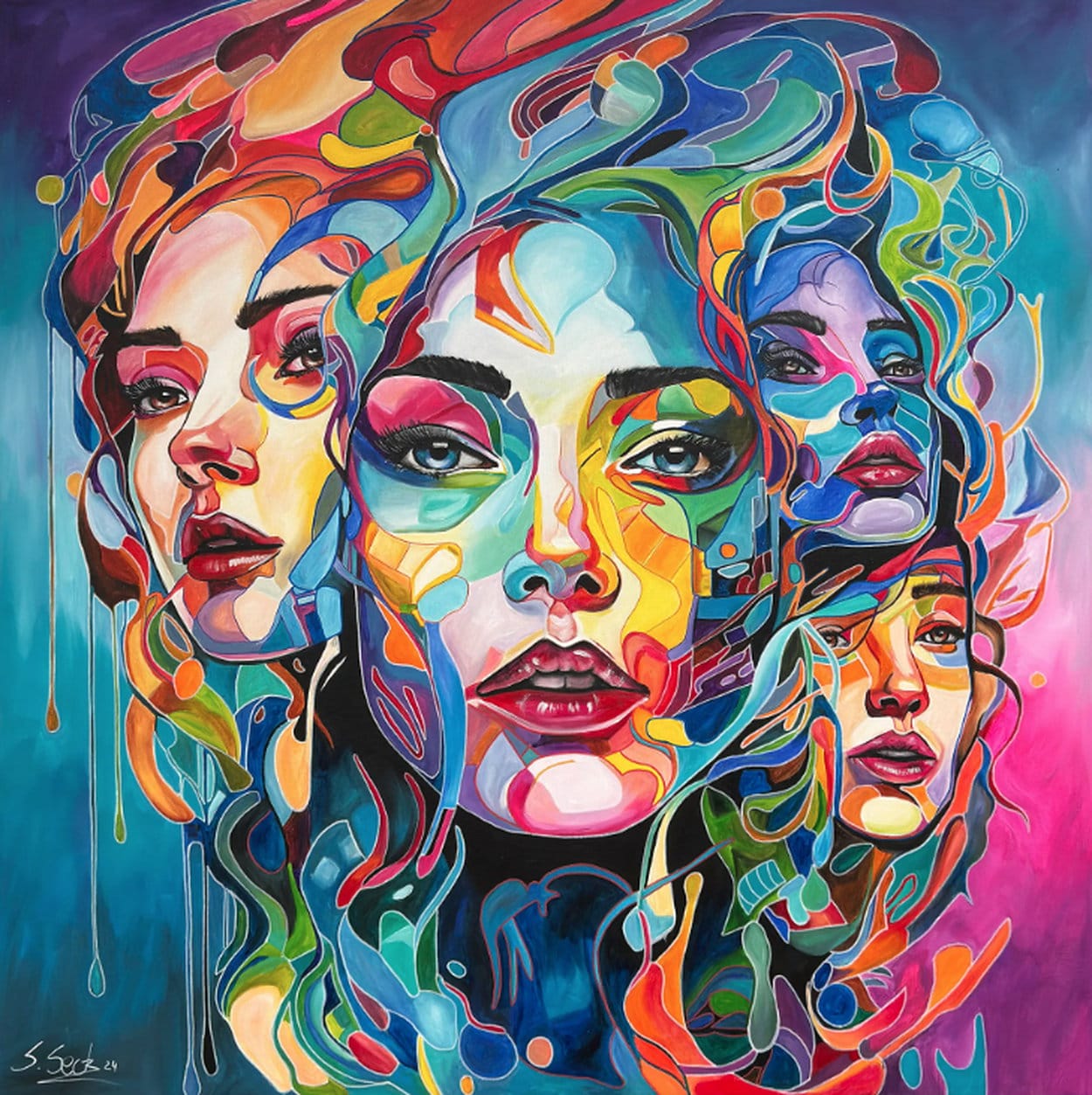 Acrylic painting &quot;Hydra VII&quot; (2024) by Sabrina Seck